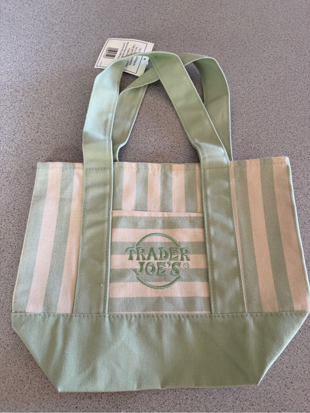 New Trader Joe’s Limited Mini Canvas Tote Bag 2026 Summer Striped Pastel Green